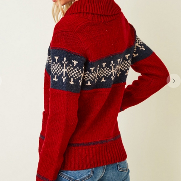 NEW Beautiful button front red sweater ONE AVAILABLE - Picture 3 of 4